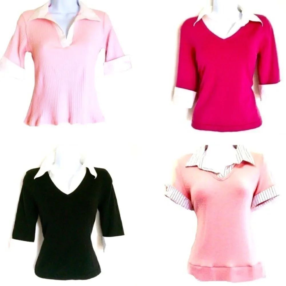 🛍ALL 4!!! Faux Collar and Cuff Shirts!!! Size medium